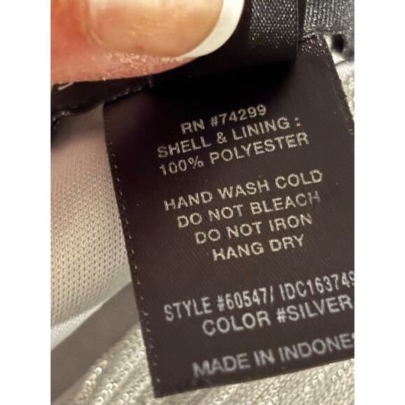 Silver Metallic Maxi Halter Keyhole Formal Prom Cocktail Dress Sz 8 Glam Holiday - Picture 10 of 12